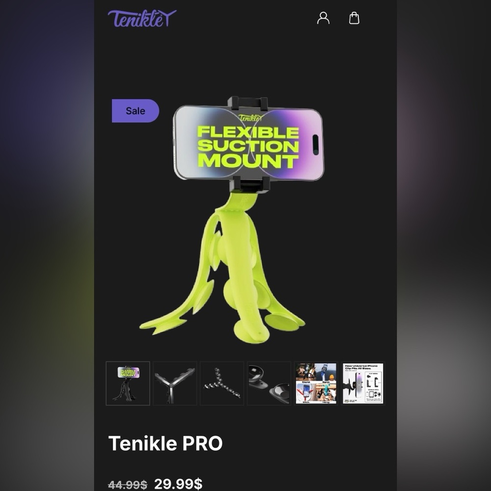 Tenikle Flexible Suction Mount-Turbo Yellow